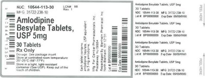 Container Label 5mg (Label Amlodipine Tabs 5mg Bpi(10544 113 30) Camber(3722 238 10) Rev1)